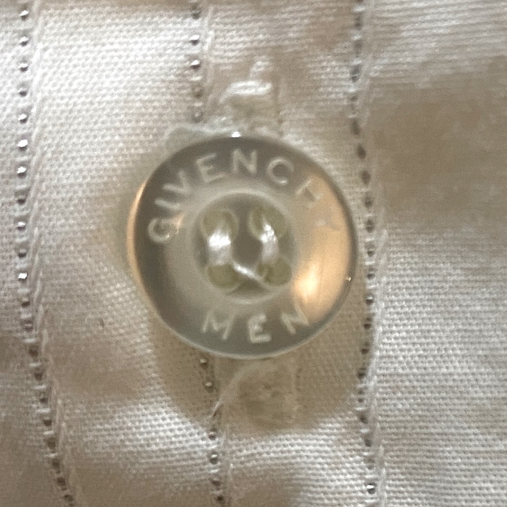 GIVENCHY White & Silver Lurex  Pinstripes Pleated  Mens Shirt IT 38, US S - Picture 8 of 12